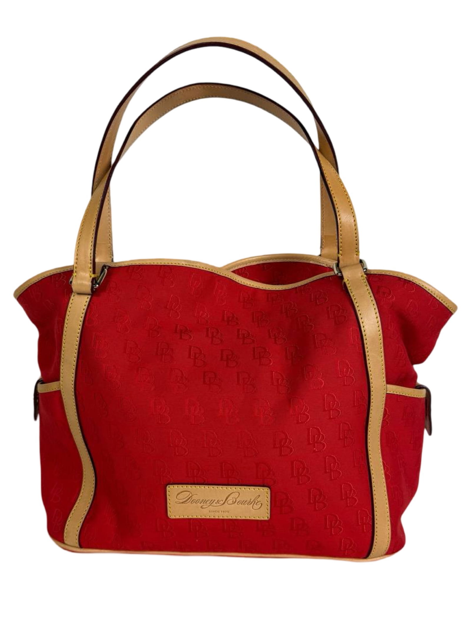 Dooney & Bourke Red Canvas Tote Bag w Leather Trim (1 of 9)
