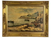 Italian Coastal Scene Oil Painting by S. Floccari