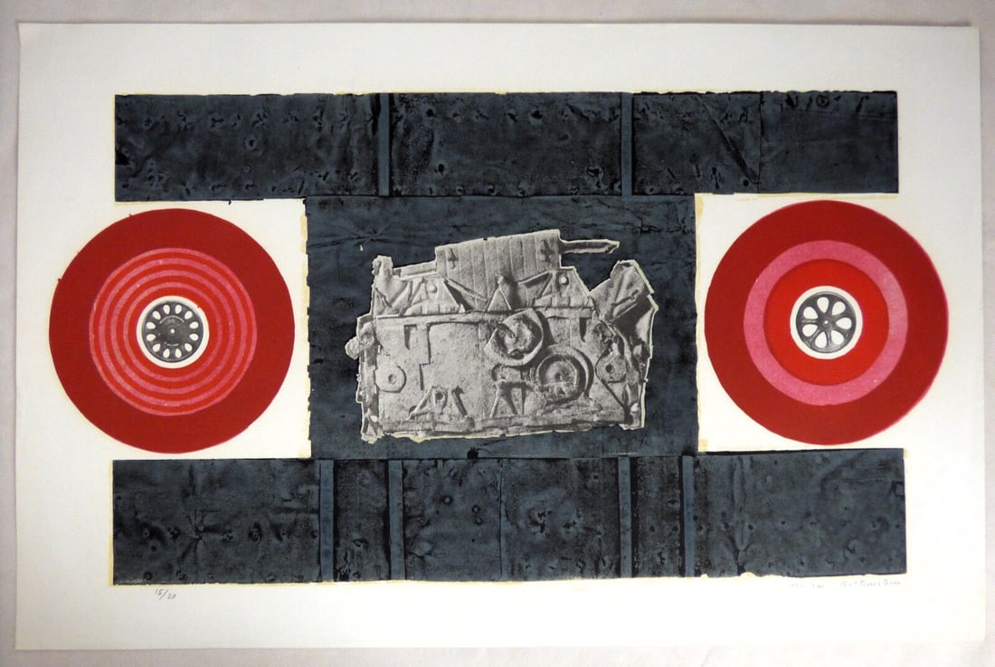 Michael Rothenstein- Two Circle Abstract Linocut (1 of 3)