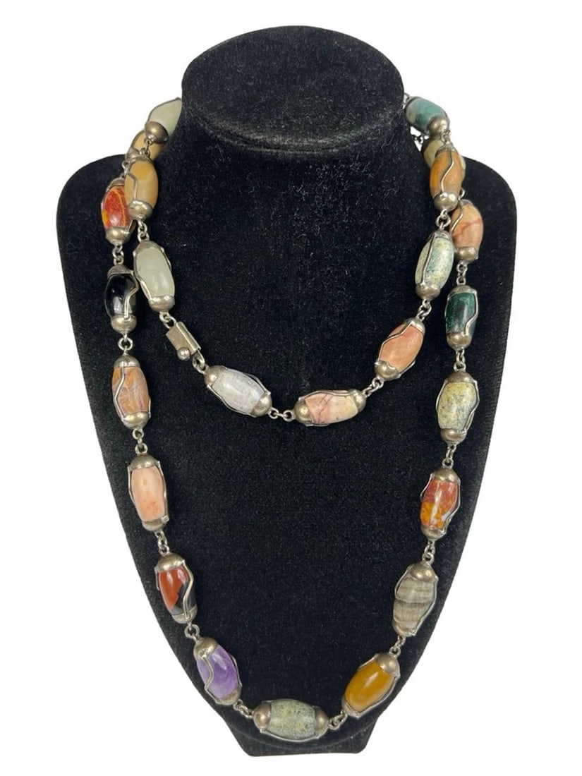 Sterling Silver Multi Gemstone Beaded Necklace (1 of 4)