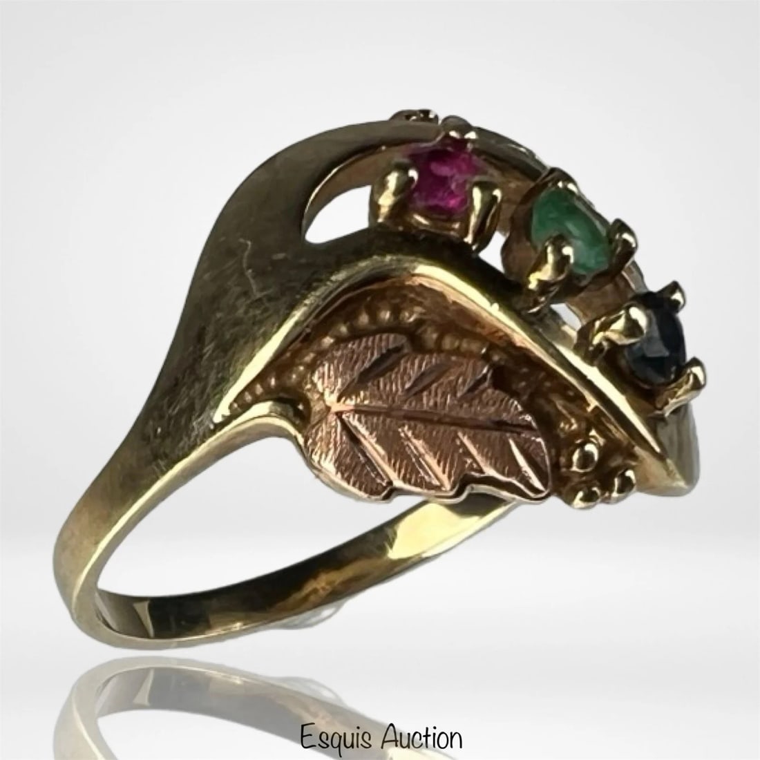10k Gold Black Hills Ruby Emerald & Sapphire Ring (1 of 4)
