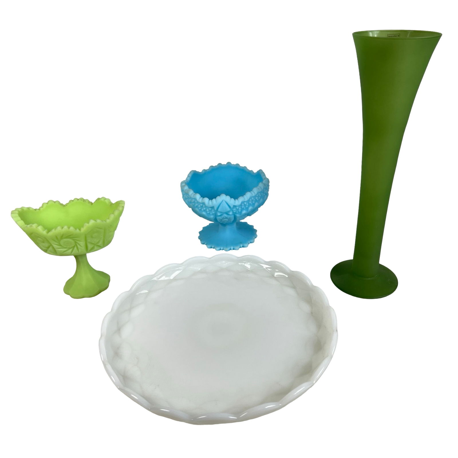 Vintage Fenton Satin Glass, Milk Glass Cake Stand (1 of 8)