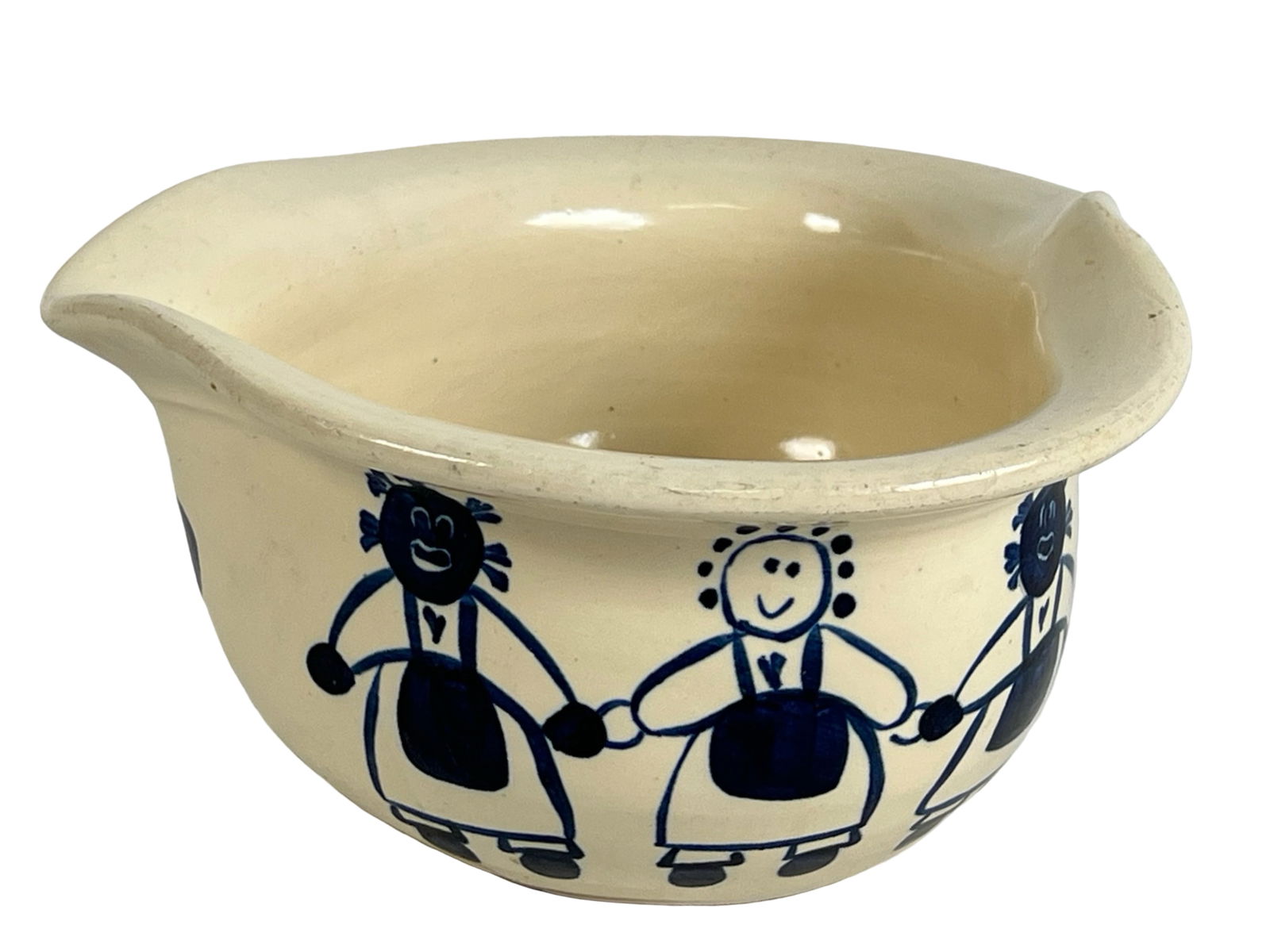 Salt Glazed Stoneware Bowl Cobalt Blue Folk Art (1 of 6)