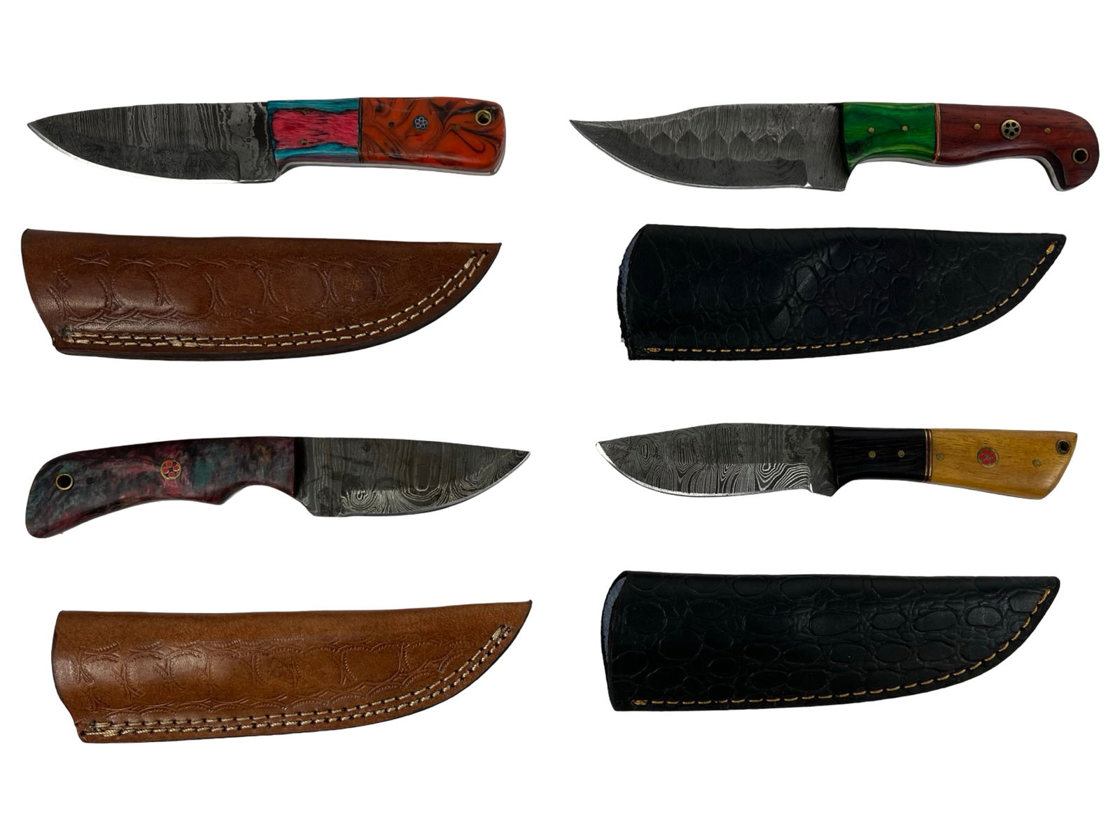 et of Four Damascus Steel Hunting Skinner Knives (1 of 5)