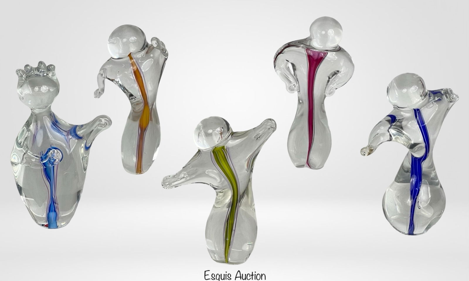 Schmidt Rhea Signed Art Glass Figures - Group of 5 (1 of 4)