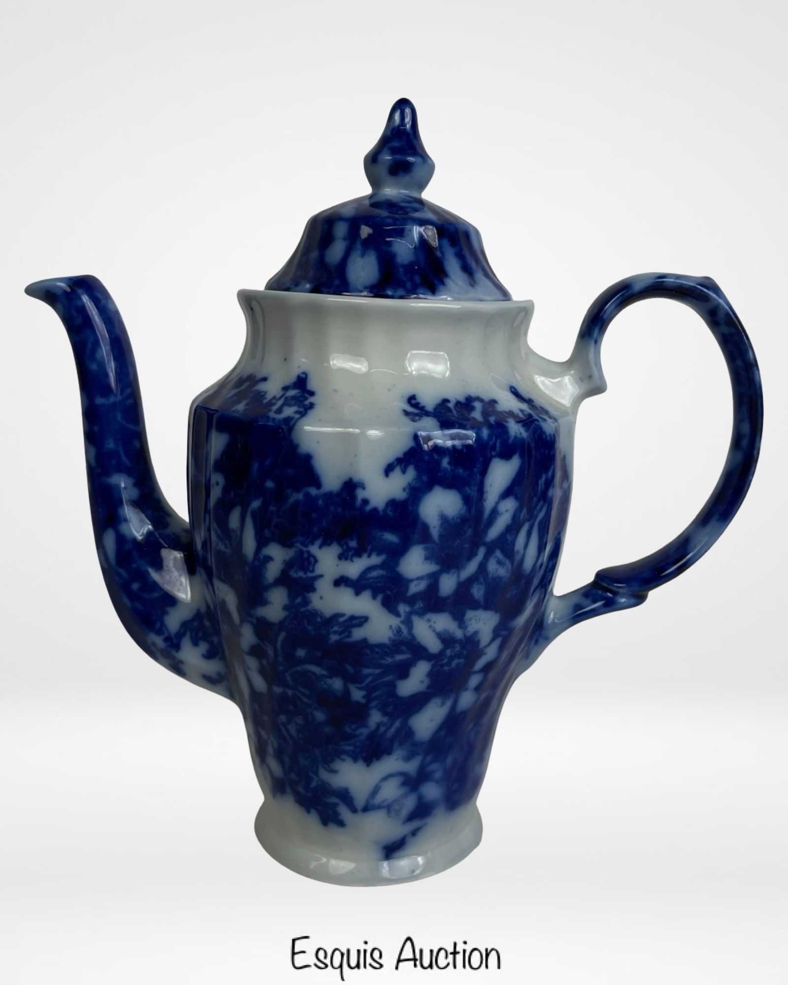Antique 19th C Victoria Flow Blue Ironstone Teapot (1 of 5)
