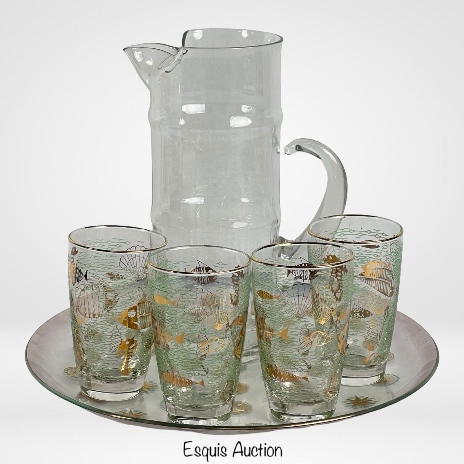 MCM Libbey Marine Life Cocktail Glass Set, Pitcher (1 of 5)