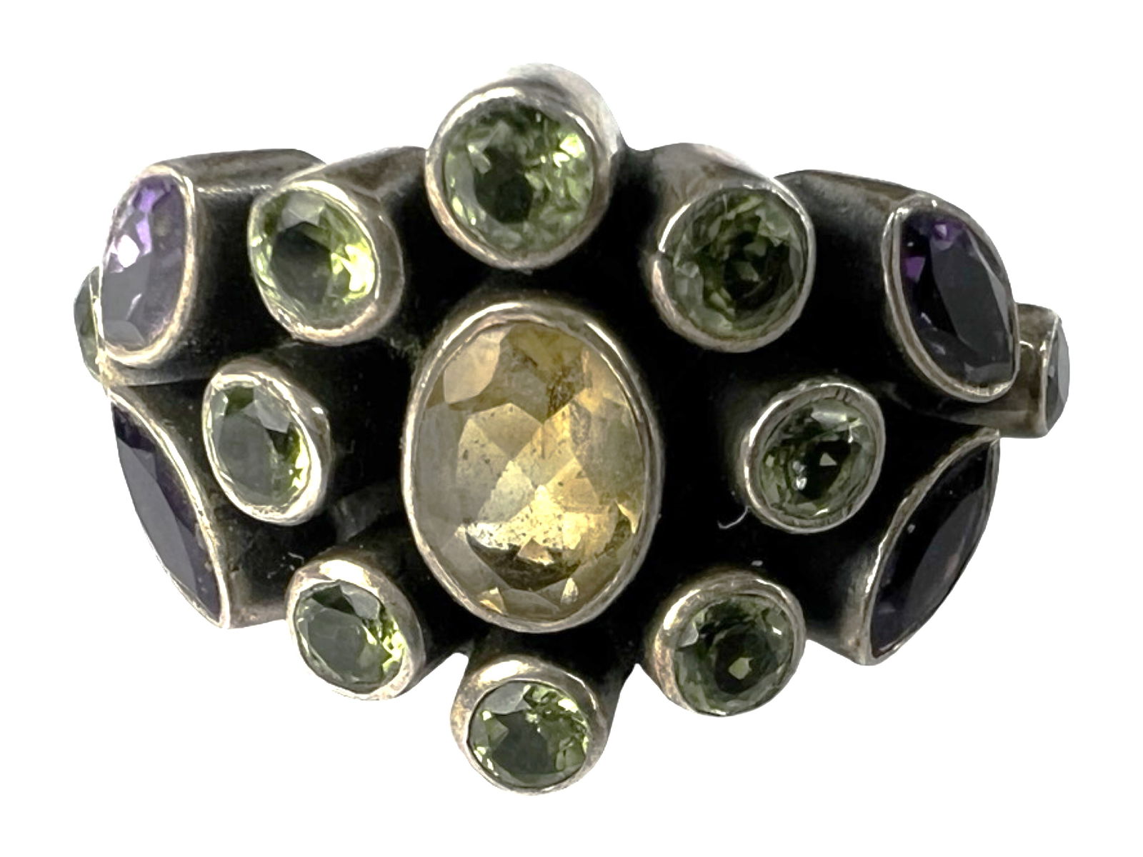 Sterling Silver Multi Gemstone Floral Design Ring (1 of 4)