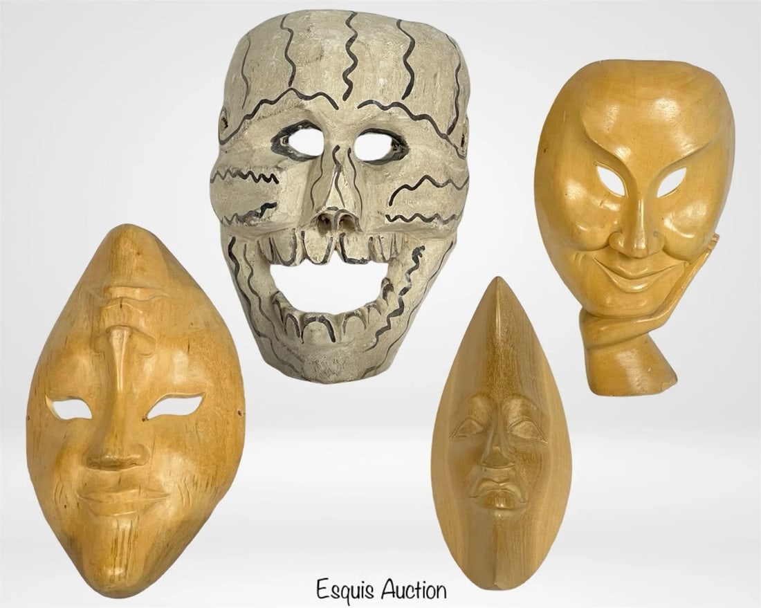 Mexican & Balinese Hand-Carved Wooden Masks (1 of 6)