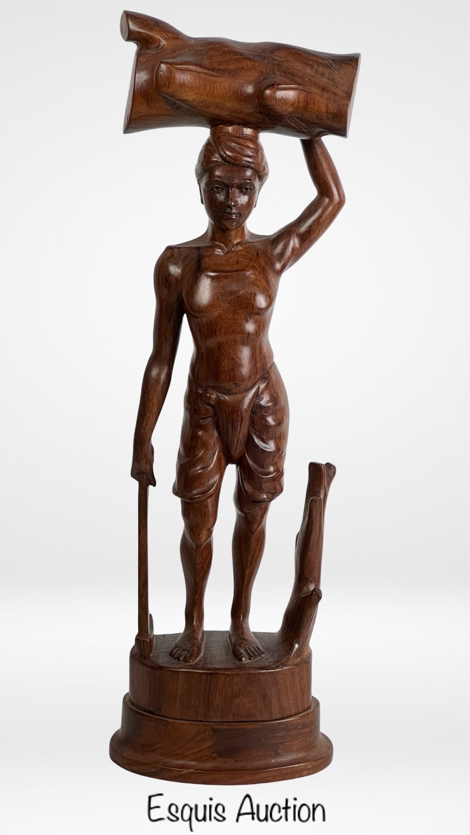 Indonesian Hand-Carved Wood Sculpture- Wood Cutter (1 of 4)