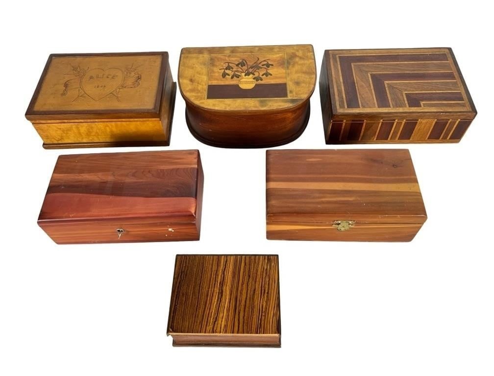 Lot of Vintage Wooden Keepsake & Jewelry Boxes (1 of 4)