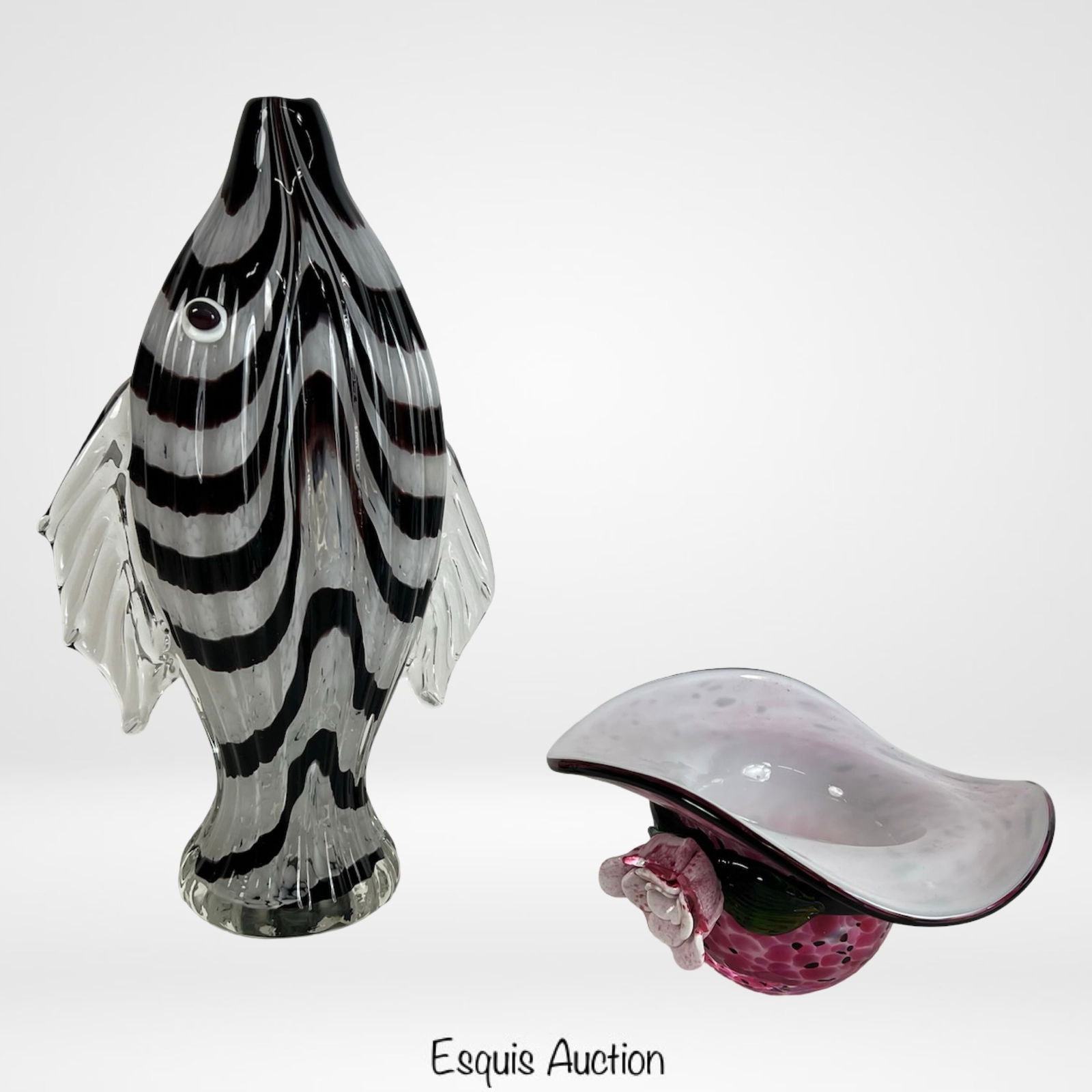 Murano Style Art Glass Fish Vase  & Hat Bowl (1 of 3)