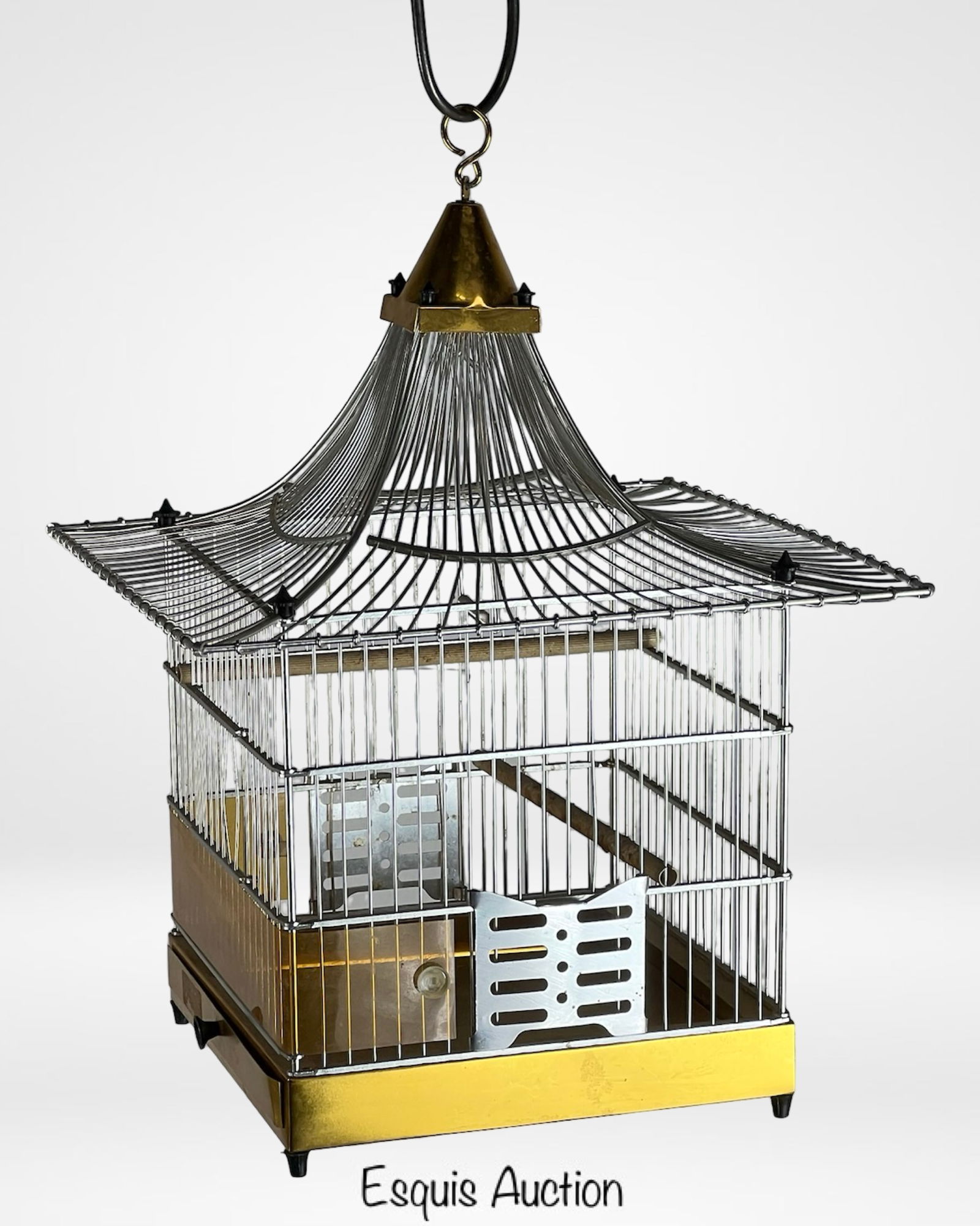 Mid-Century Pagoda-Style Metal Bird Cage (1 of 2)