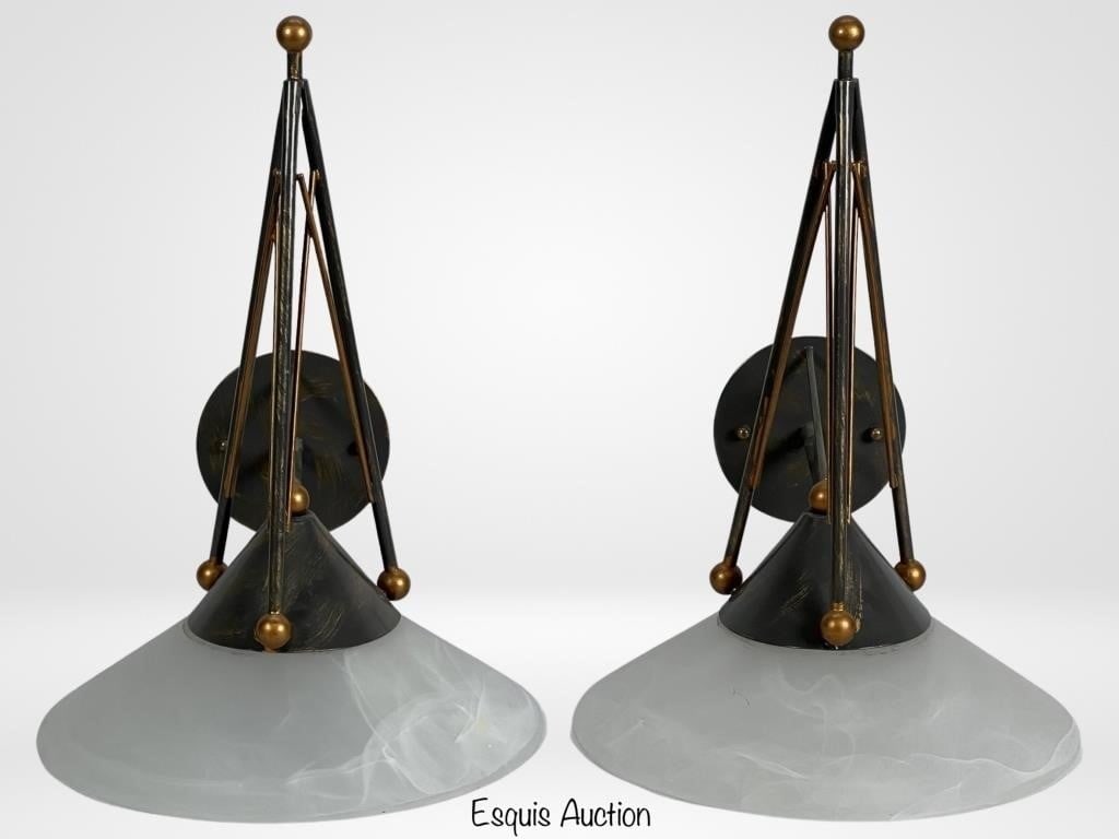 Postmodern Wall Sconces with Frosted Glass Shades (1 of 4)