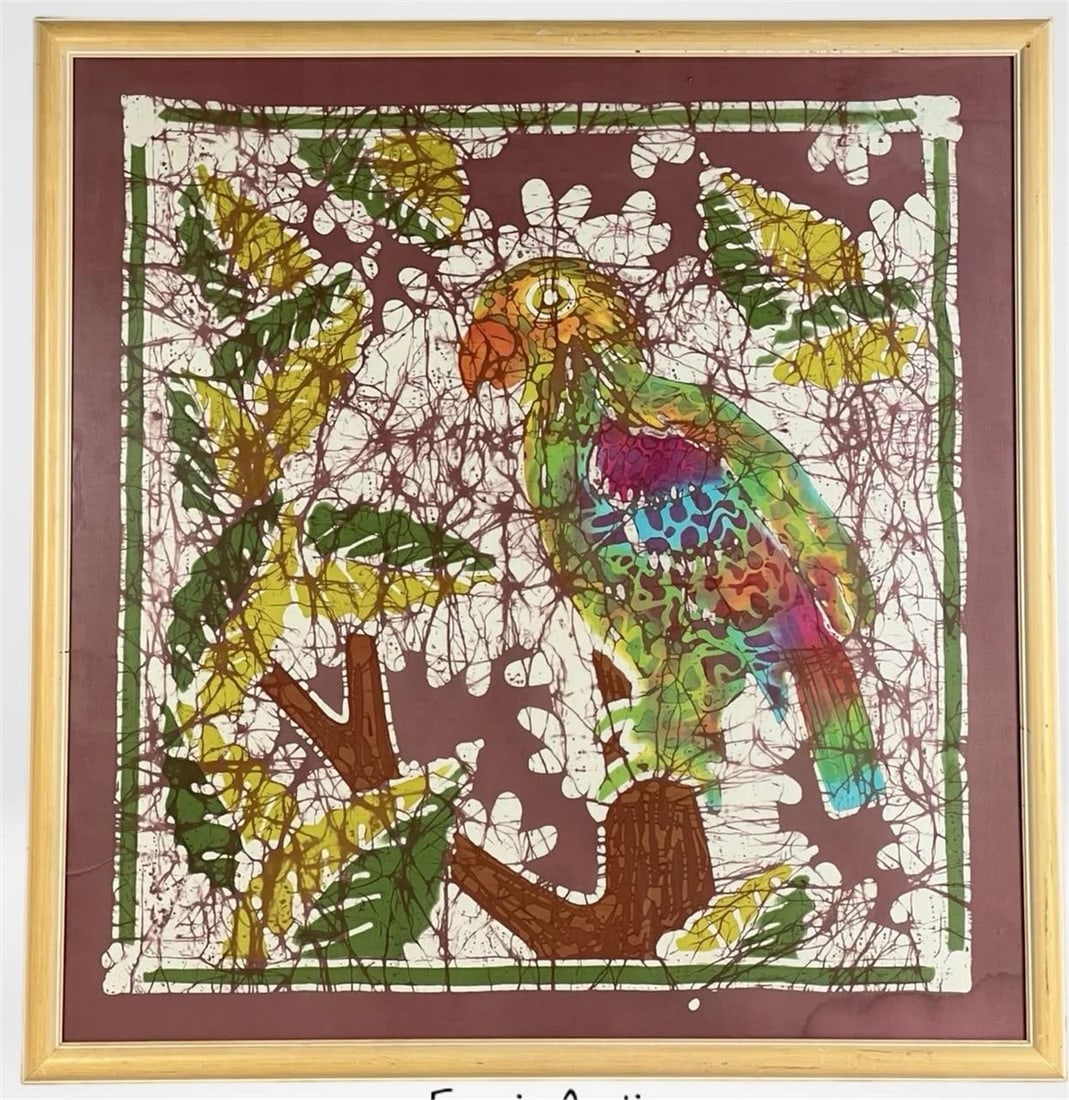 Colorful Parrot Silk Batik Print Ferragamo Style (1 of 2)
