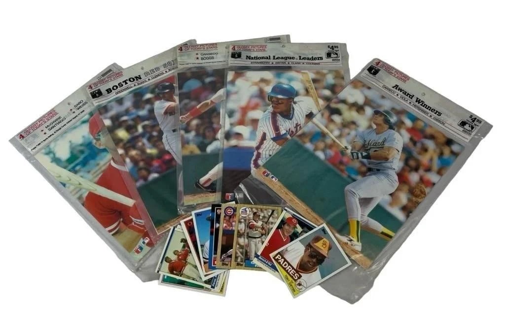 5 Sets 1989 MLB Star Jumbo Photo Cards & HoF Cards: This lot includes five sealed sets of 1989 MLB Star Jumbo Photo Cards featuring top players like Wade Boggs, Jose Canseco, and Darryl Strawberry. Each oversized photo card set remains in its original 