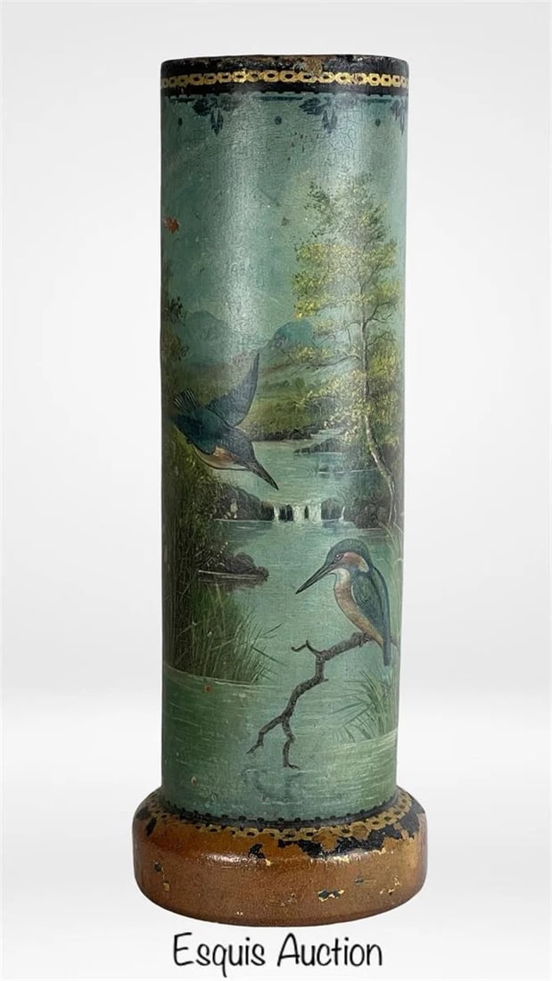 Antique Hand-Painted Chimney Pot- Birds Landscape (1 of 7)