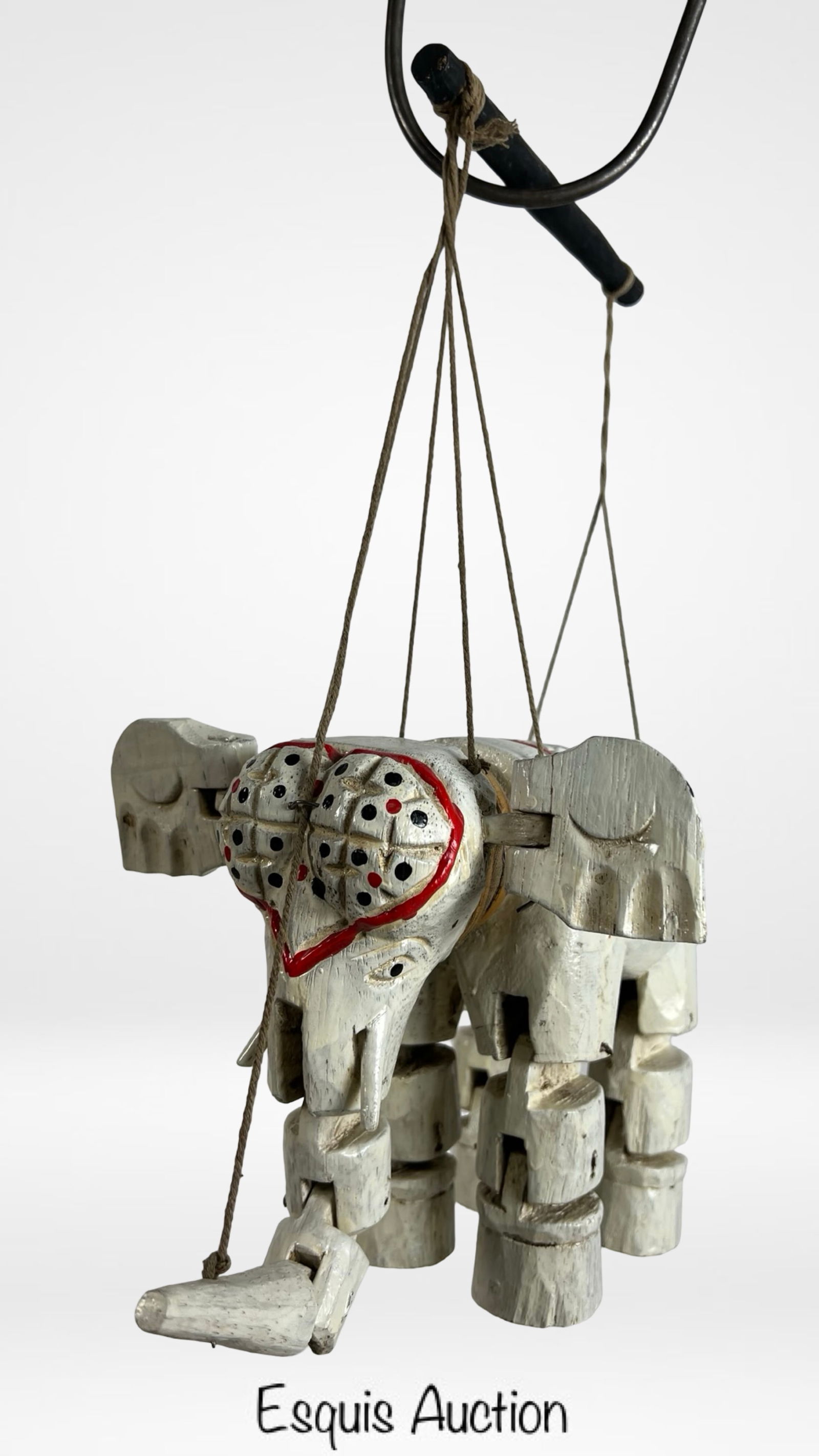 Hand-Carved Wooden Elephant Marionette Puppet (1 of 3)