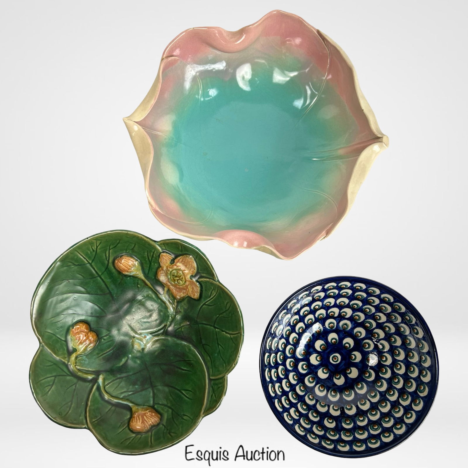 Vintage Majolica & Studio Pottery Bowl Trio (1 of 8)