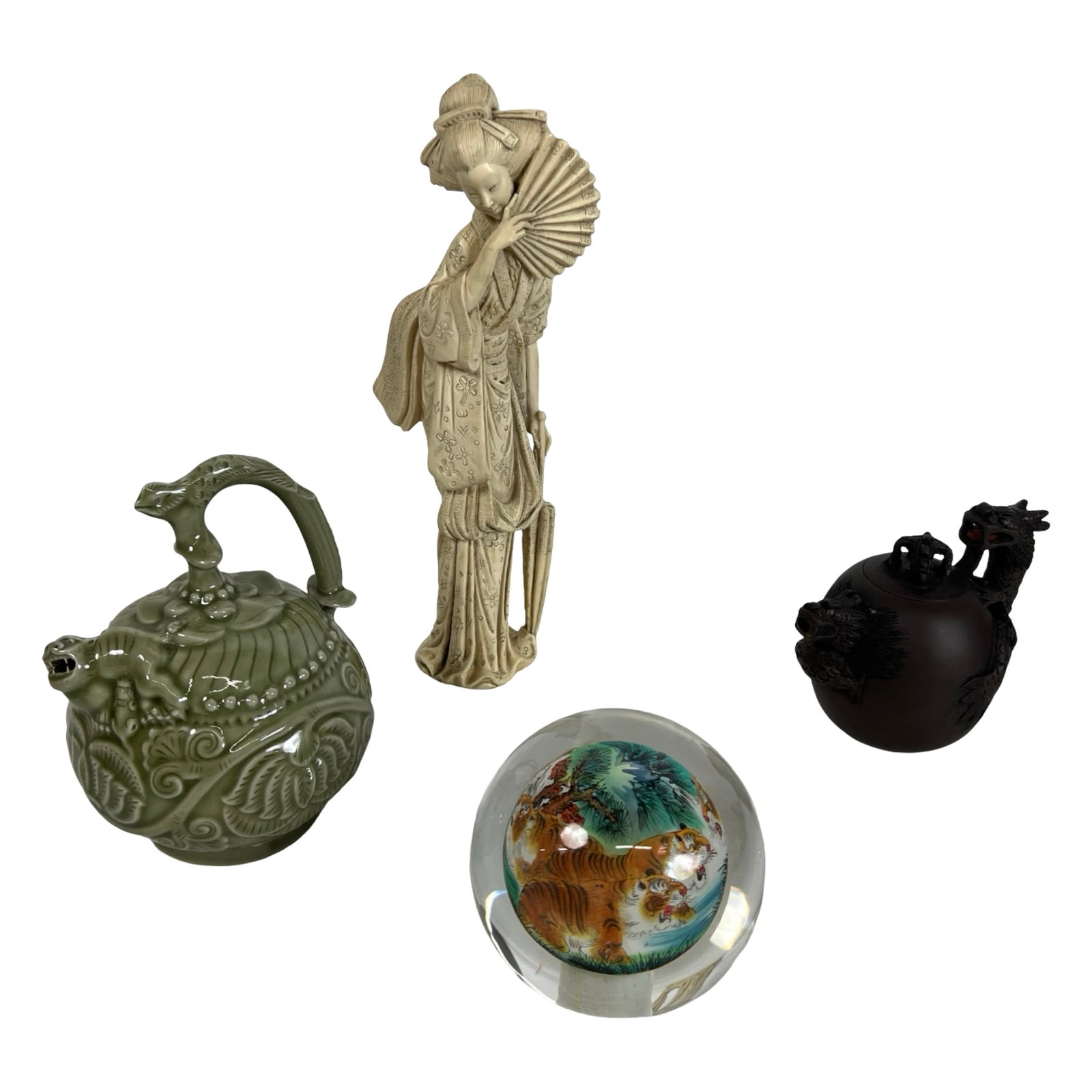Chinese Decor- Geisha Figure, Dragon Teapots, Glo (1 of 4)