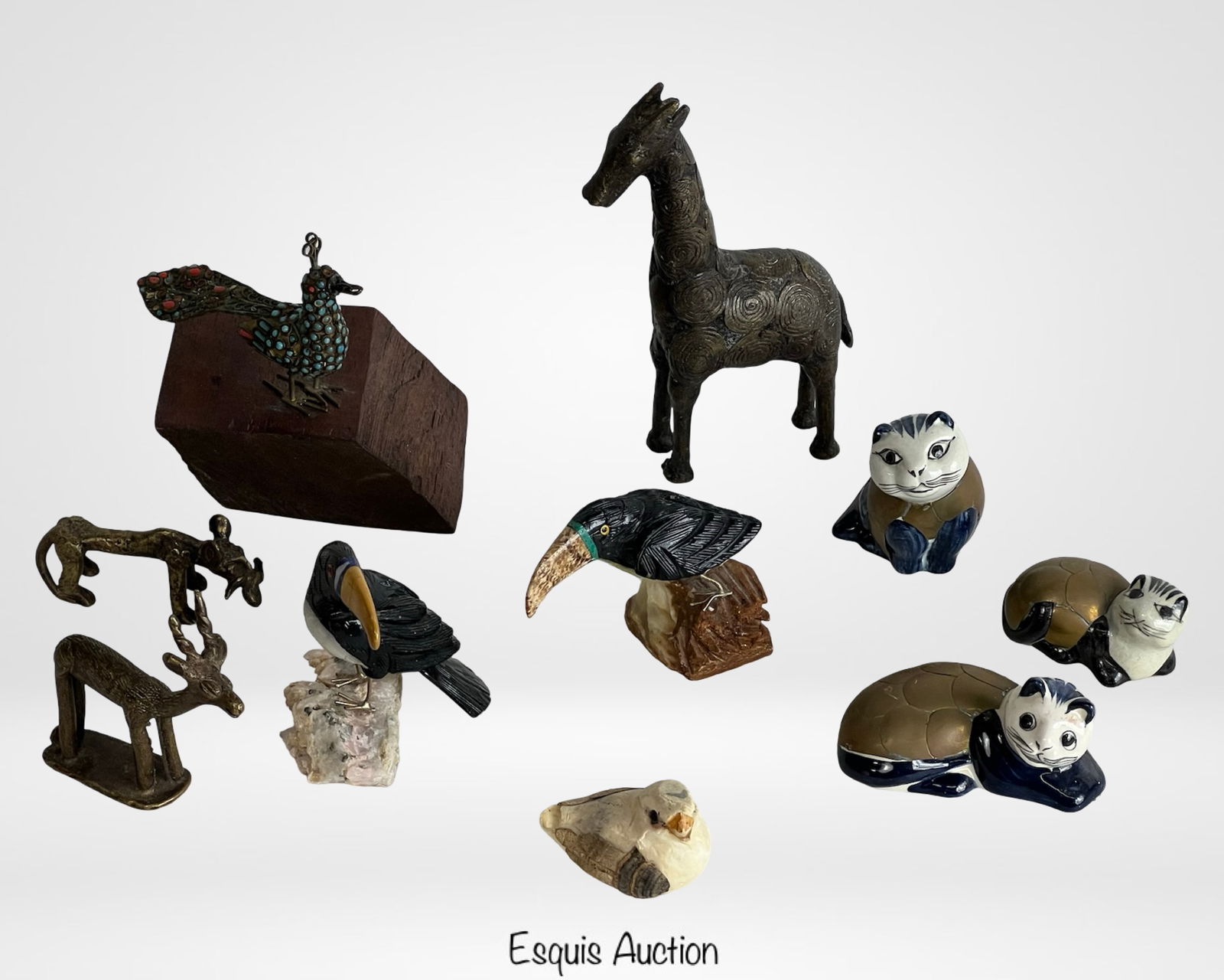 Small Animal & Bird Figurines - Bronze, Stone, Cer (1 of 4)