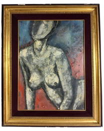 Alfredo Volpi Abstract Figurative Oil Painting '62