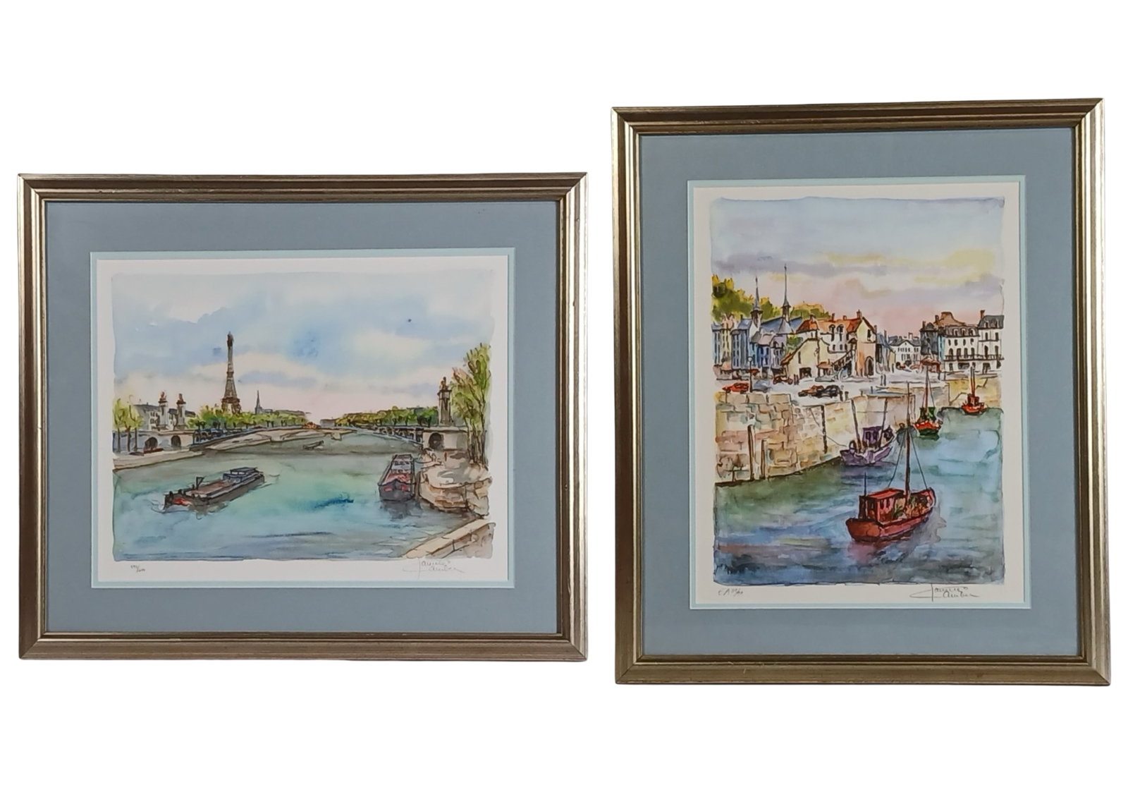 Daniele Cambier - French Landscapes Signed Lithos: A charming pair of limited edition seriolithographs by French artist Daniele Cambier, each hand-signed and individually numbered. One print is from an edition of 650 (no. 593/650), and the other is an