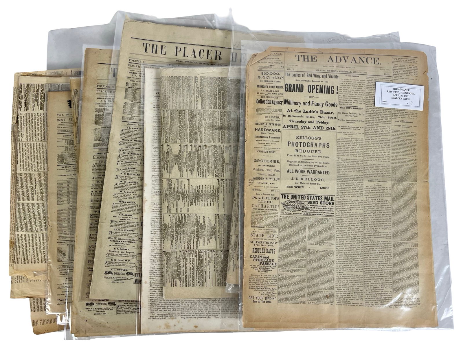Large Lot of Antique Newspapers from the 1880s-90s: Collection of 28 original newspapers published between the 1880s and 1890s, representing a diverse array of regional and national publications from across the United States and the United Kingdom. Tit