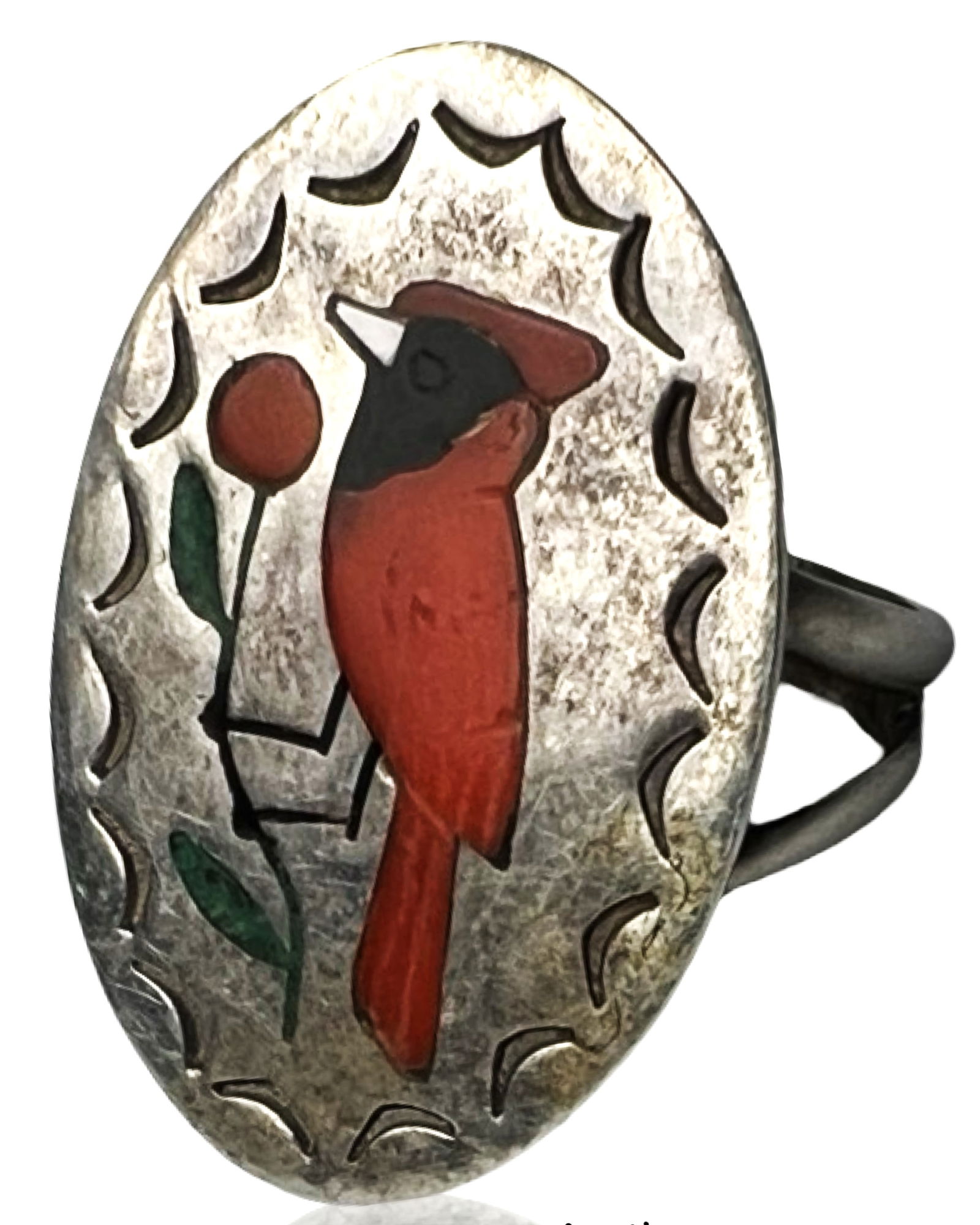Zuni Native American Sterling Silver Cardinal Ring (1 of 4)