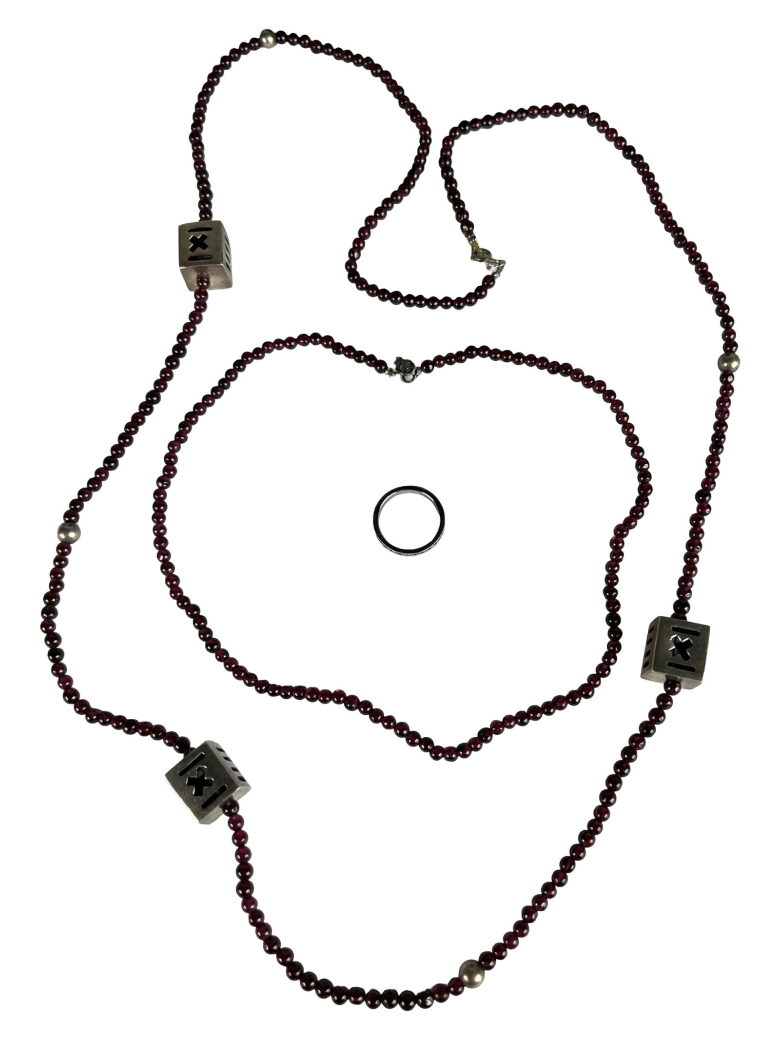 Sterling Silver Garnet Necklaces & Band Ring (1 of 4)