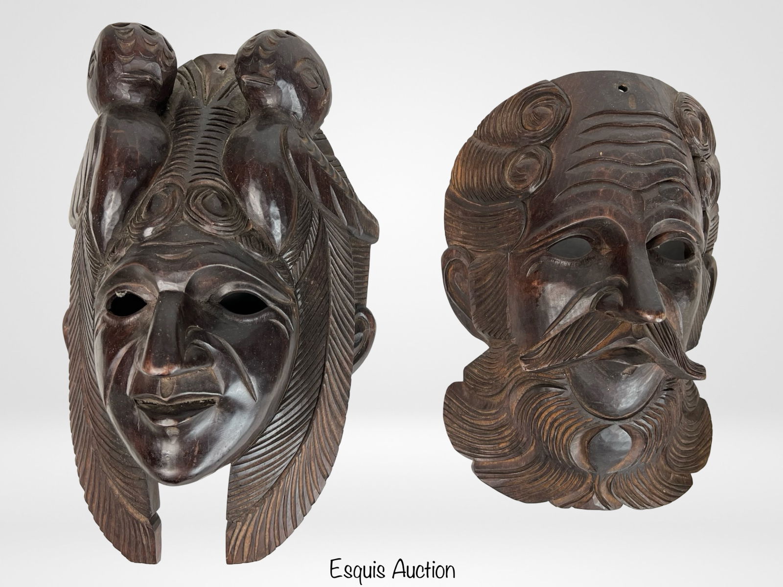 Vintage Guatemalan Wooden Masks - Mayan Ruler & Co (1 of 4)