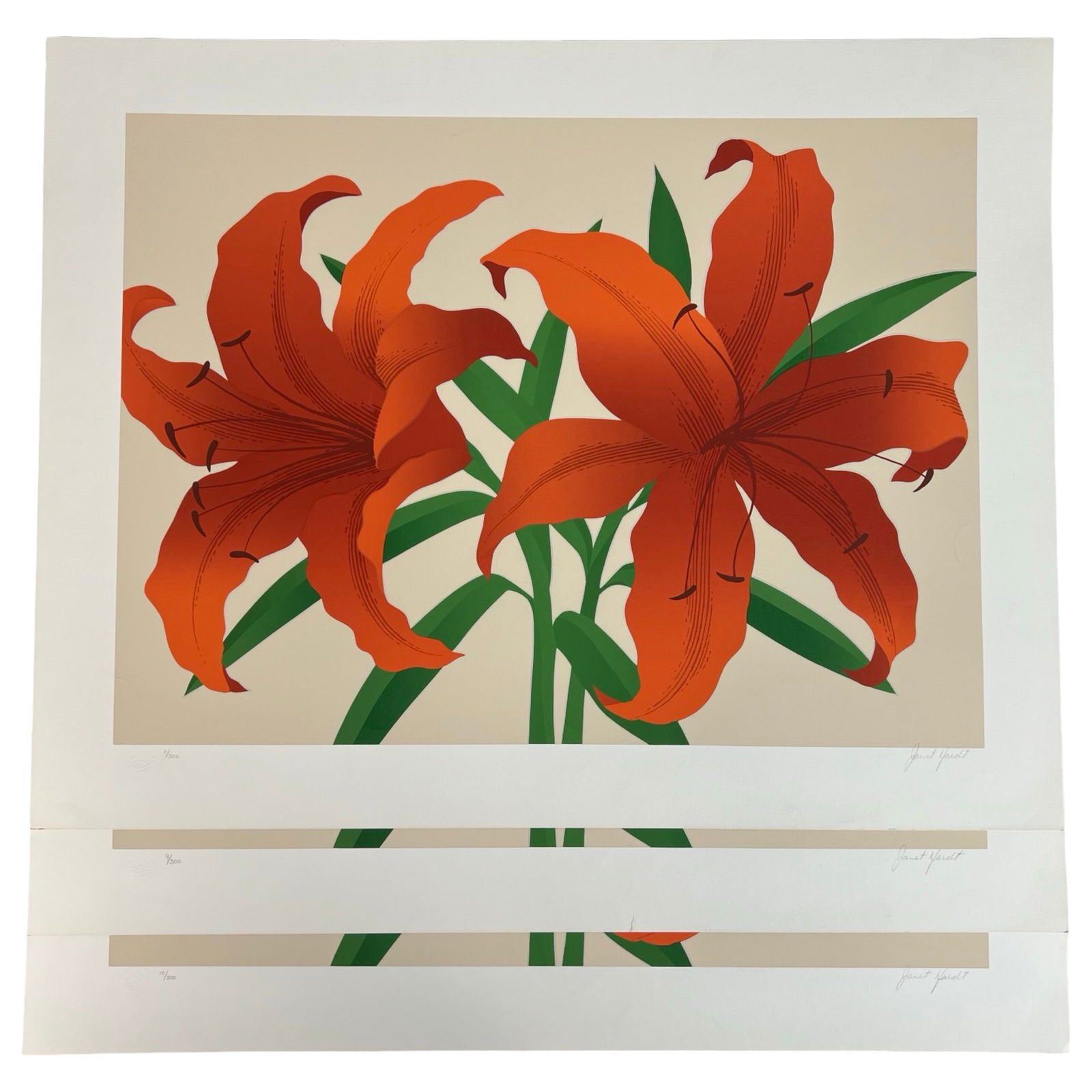 "Tiger Lily" - 3 Signed Lithographs by Janet Hardt (1 of 3)