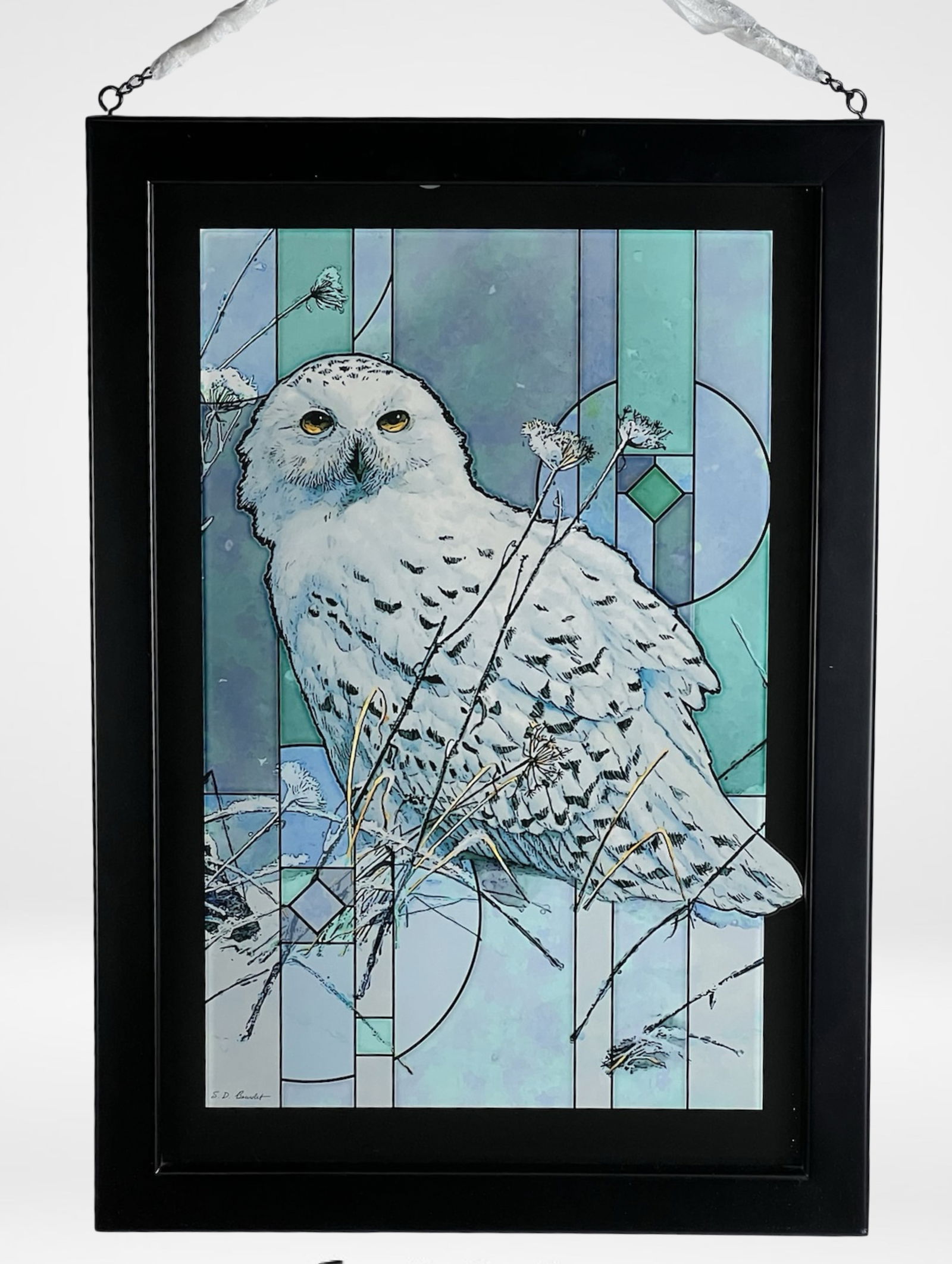 On the North Wind - Snowy Owl Framed Glass Art (1 of 4)