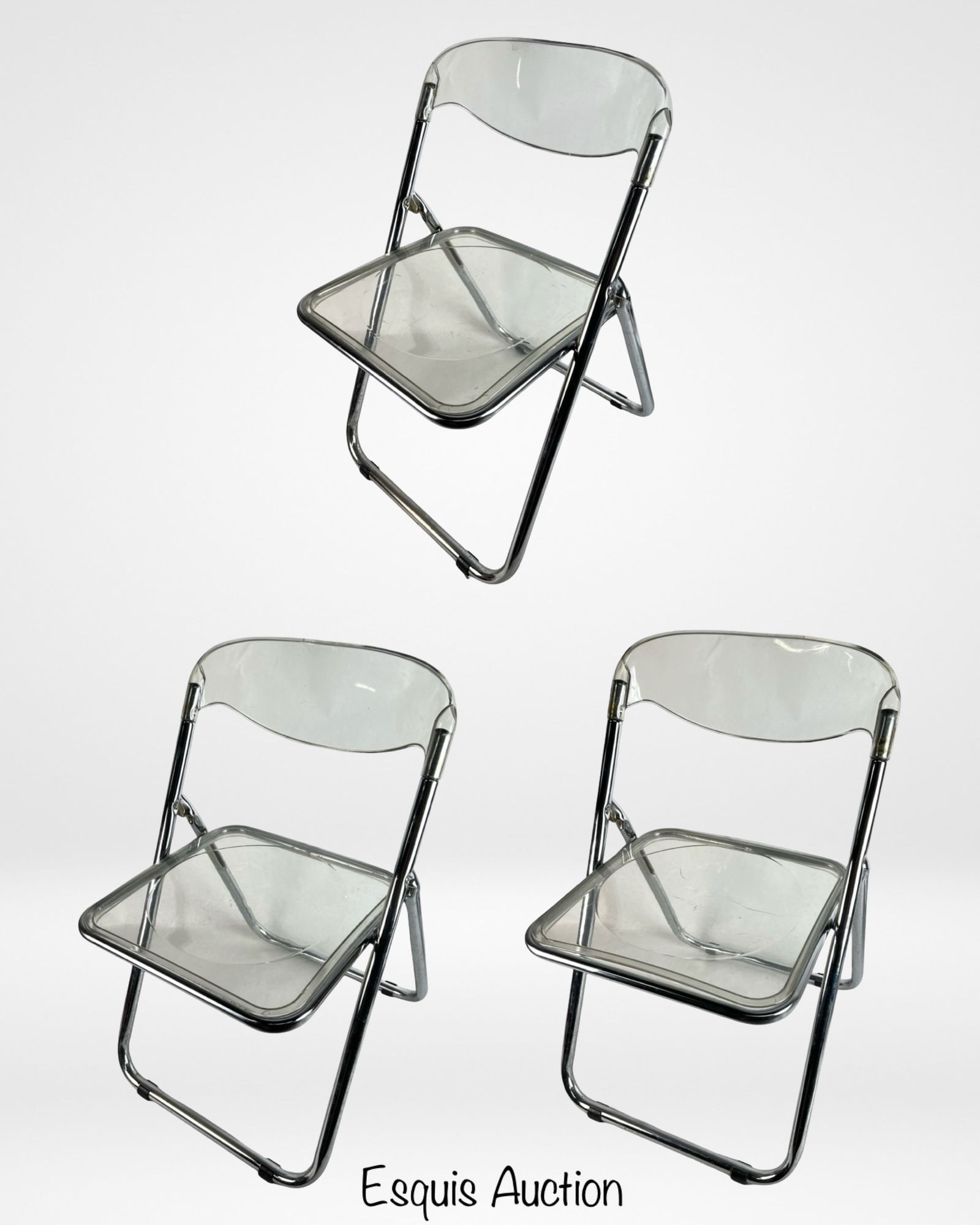 3 Vintage Lucite & Chrome Folding Chairs MCM (1 of 5)
