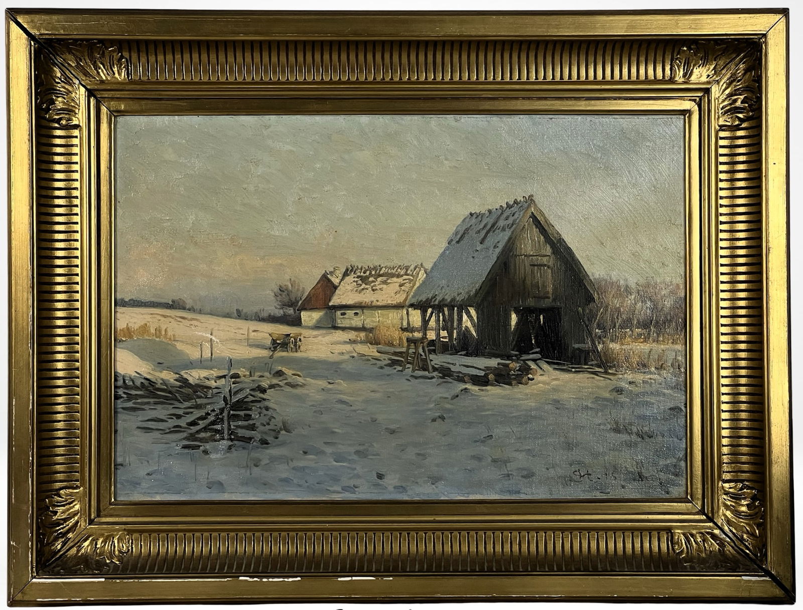 1915  Rural Winter Landscape Oil Painting (1 of 5)