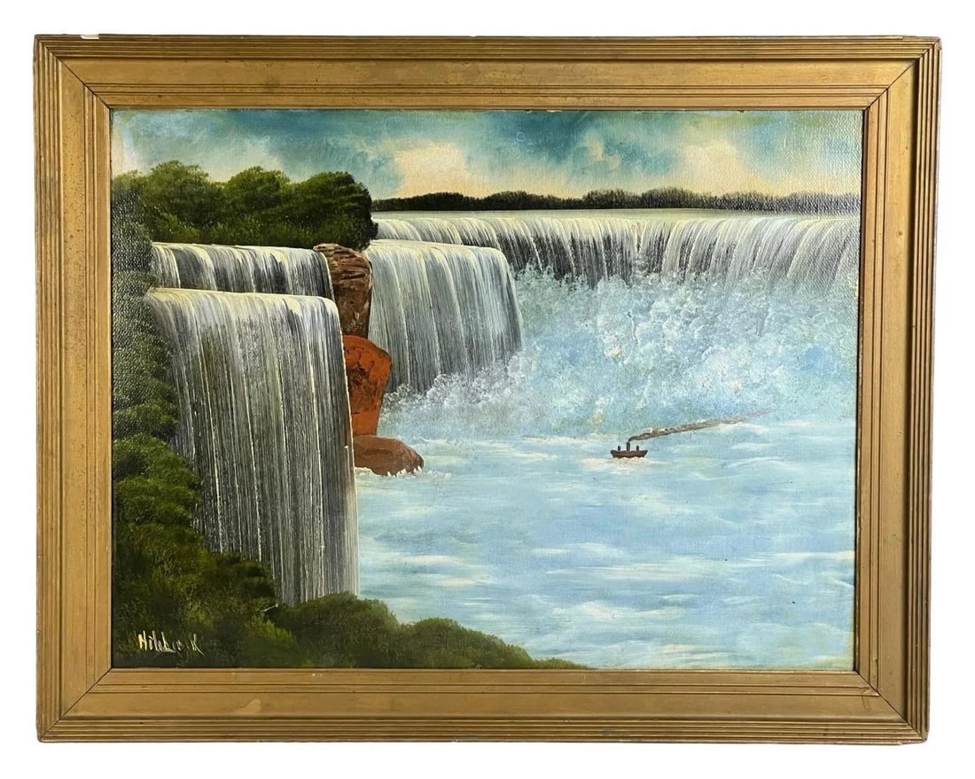 Antique Niagara Falls View Oil Painting (1 of 4)