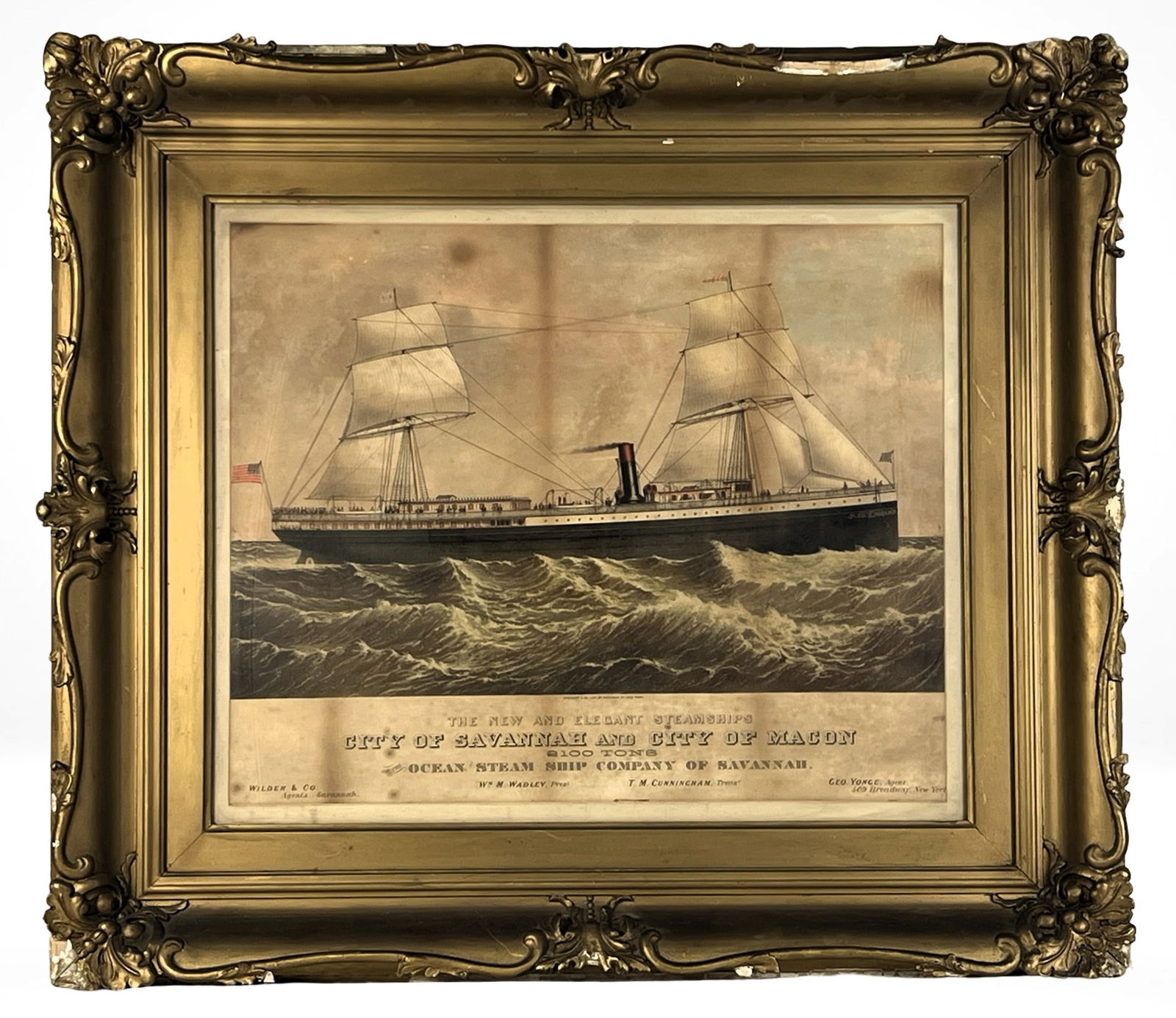Ocean Steam Ship Co of Savannah 19th C Lithograph (1 of 8)