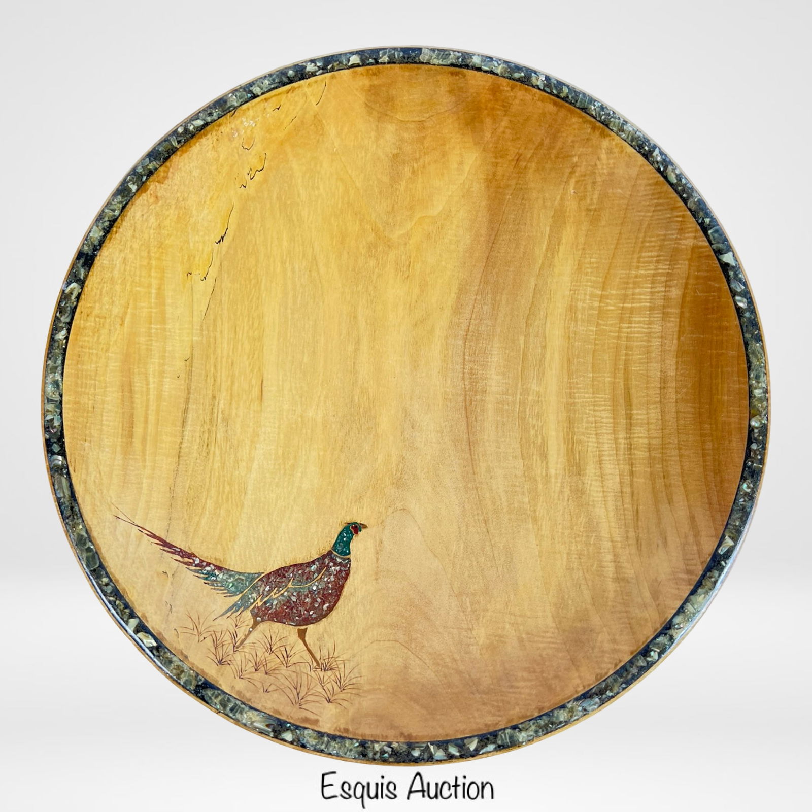 Kurt Bellock- Silver Maple Platter Pheasant Inlay (1 of 5)