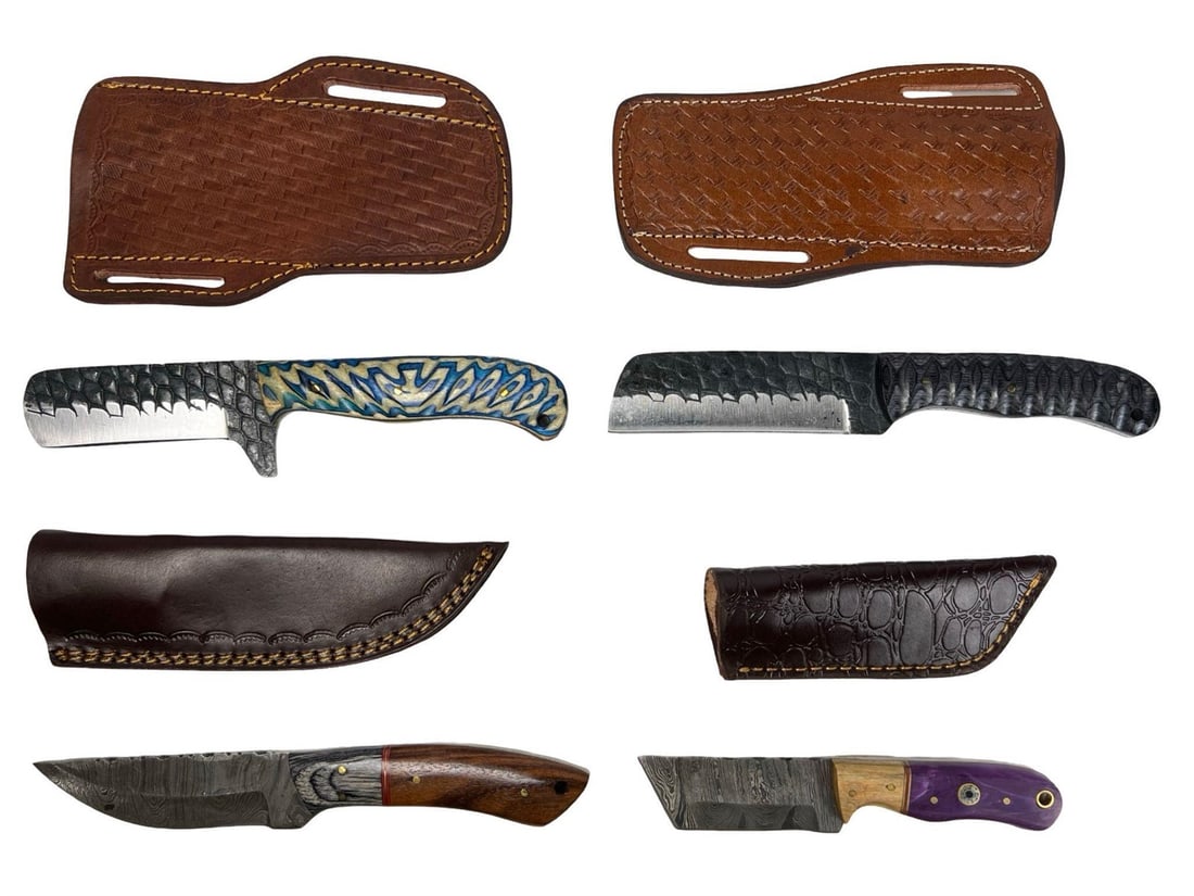 Group of Damascus Steel Hunter Skinner Knives (1 of 4)