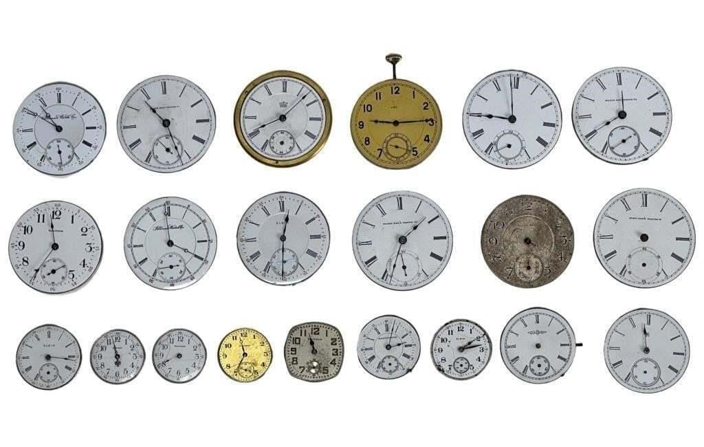 Lot of Antique Pocket Watch Movements with Dials (1 of 6)