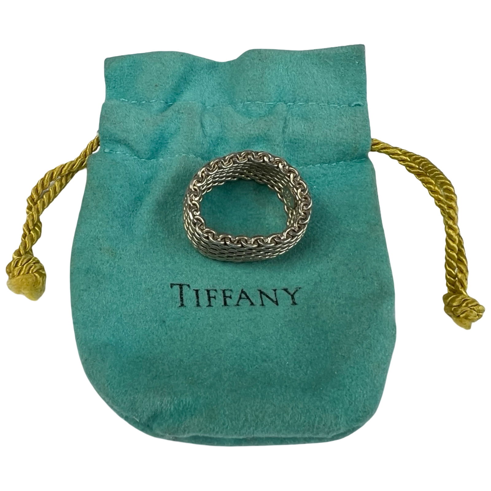 Tiffany & Co. Sterling Silver Somerset Mesh Ring: Tiffany & Co. Sterling Silver Somerset Mesh Band Ring with pouch. Size- 7.5. Good Condition.