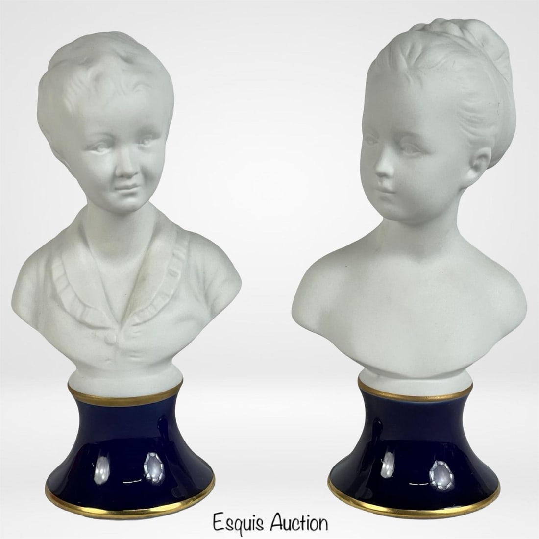 Pair Limoges Bisque Porcelain Busts 7" (1 of 6)