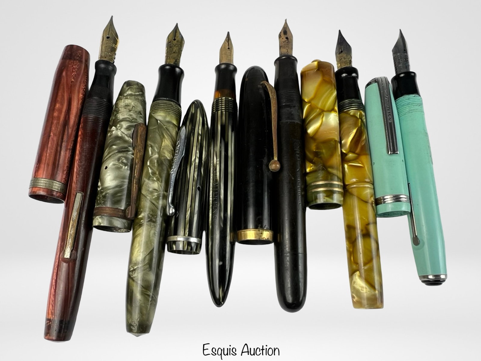 Group of Vintage Fountain Pens: A varied group of vintage fountain pens.