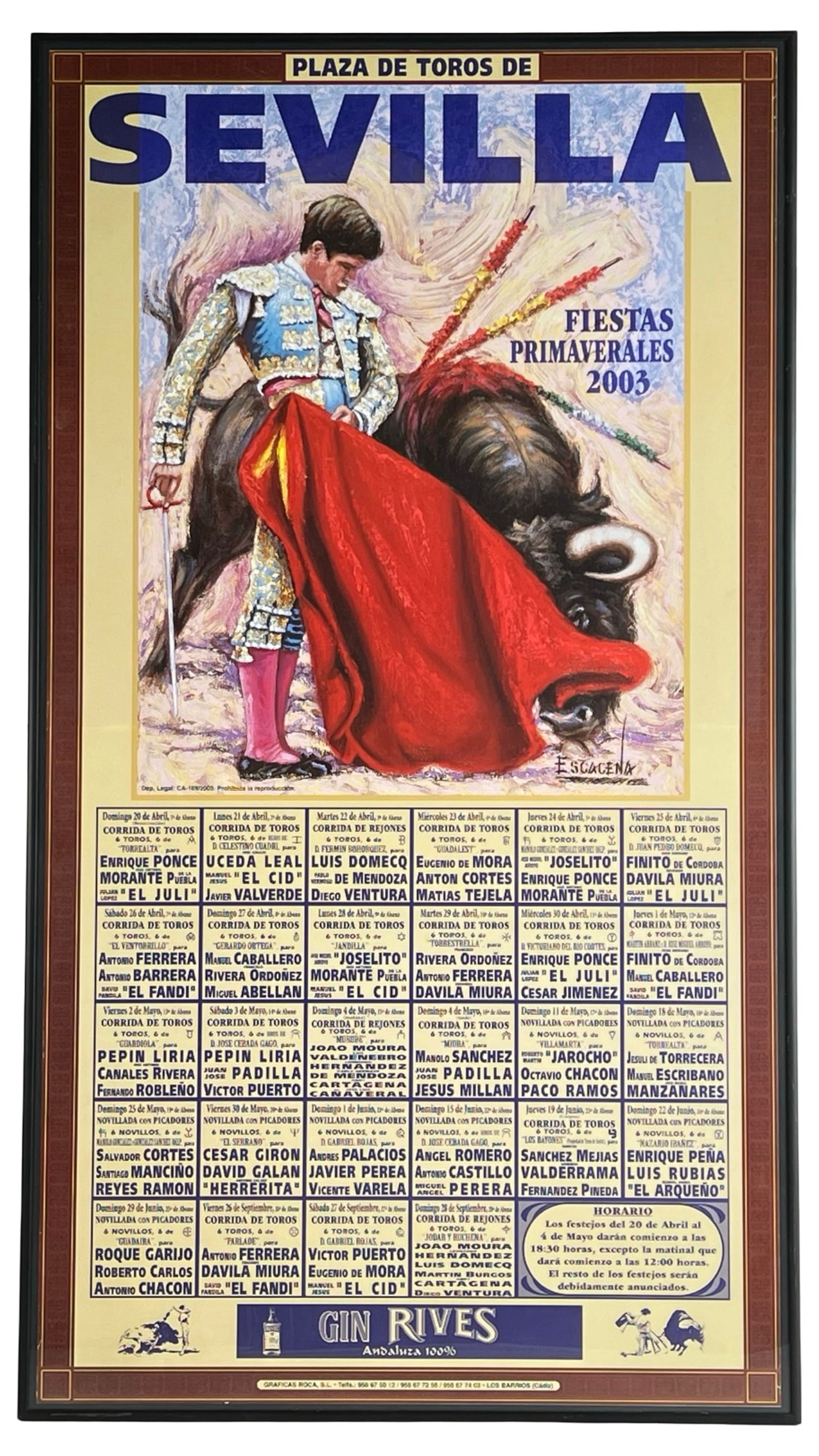 2003 Sevilla Bullfighting Poster Calendar (1 of 1)