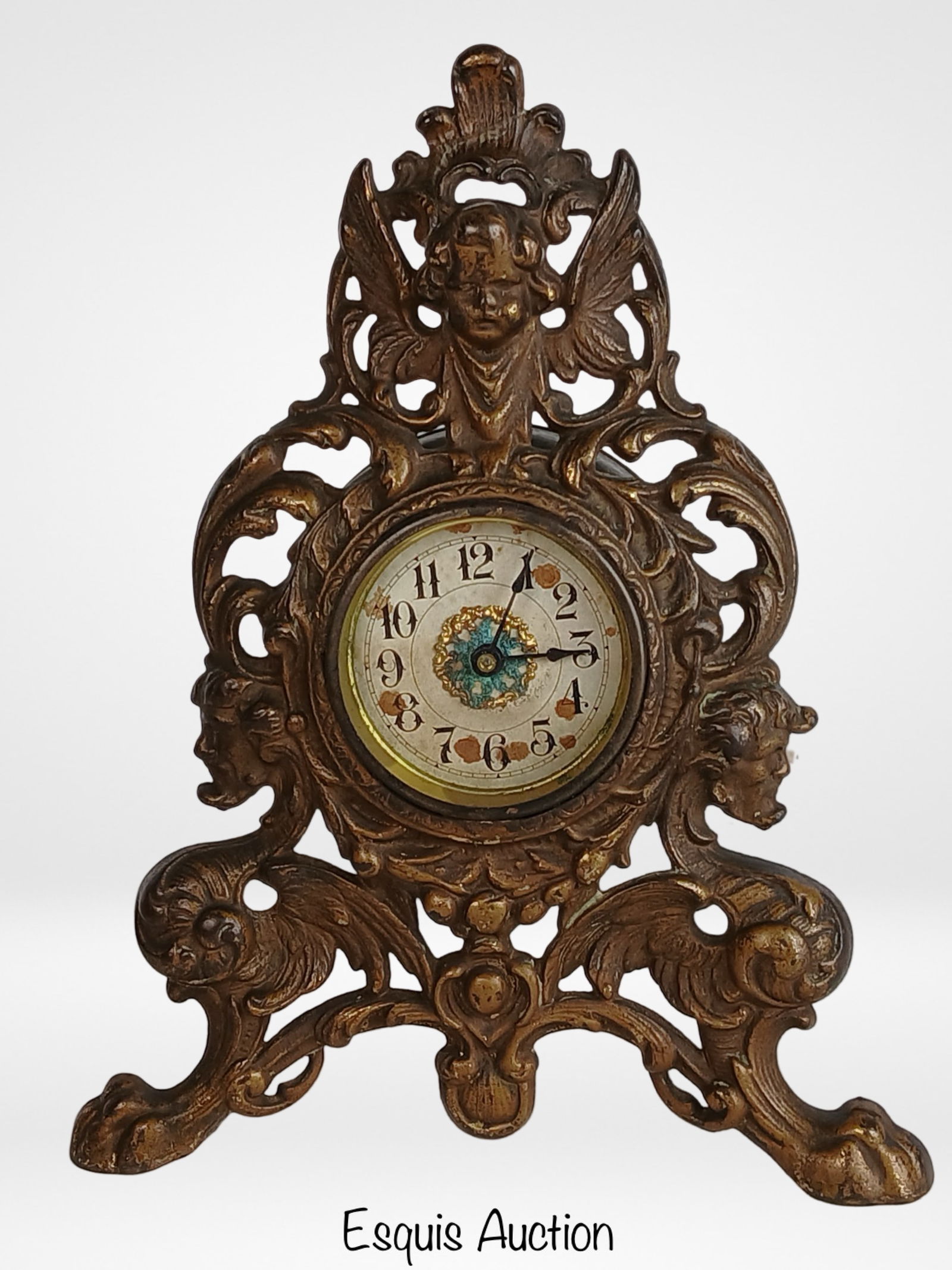 Antique W.C. Co. Cast Iron Edwardian Shelf Clock (1 of 4)