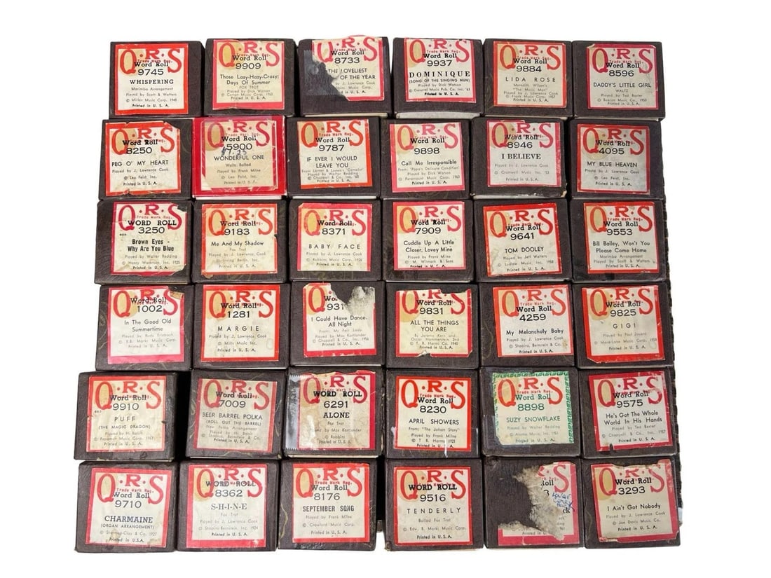 Lot of 30 Vintage QRS Word Roll Player Piano Rolls (1 of 2)