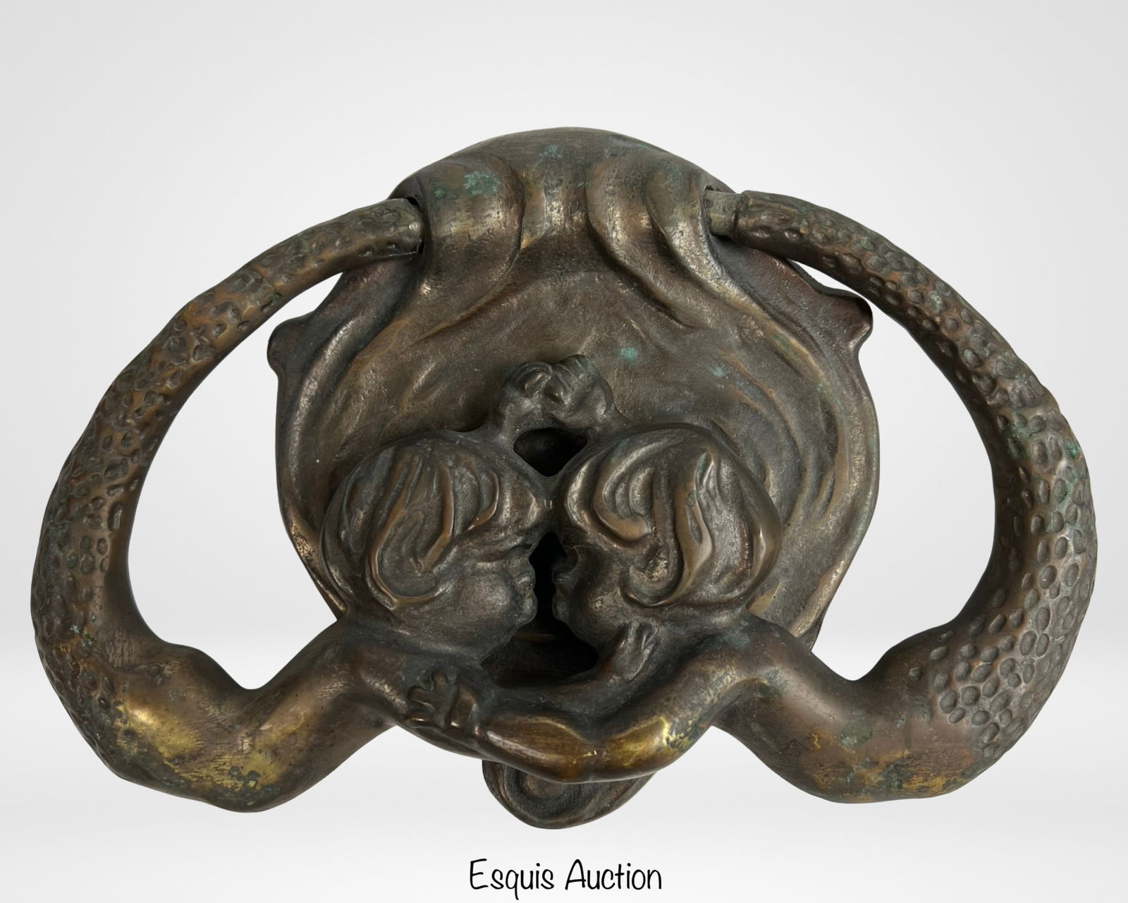 Art Nouveau Brass Door Knocker- Kissing Mermaids (1 of 3)