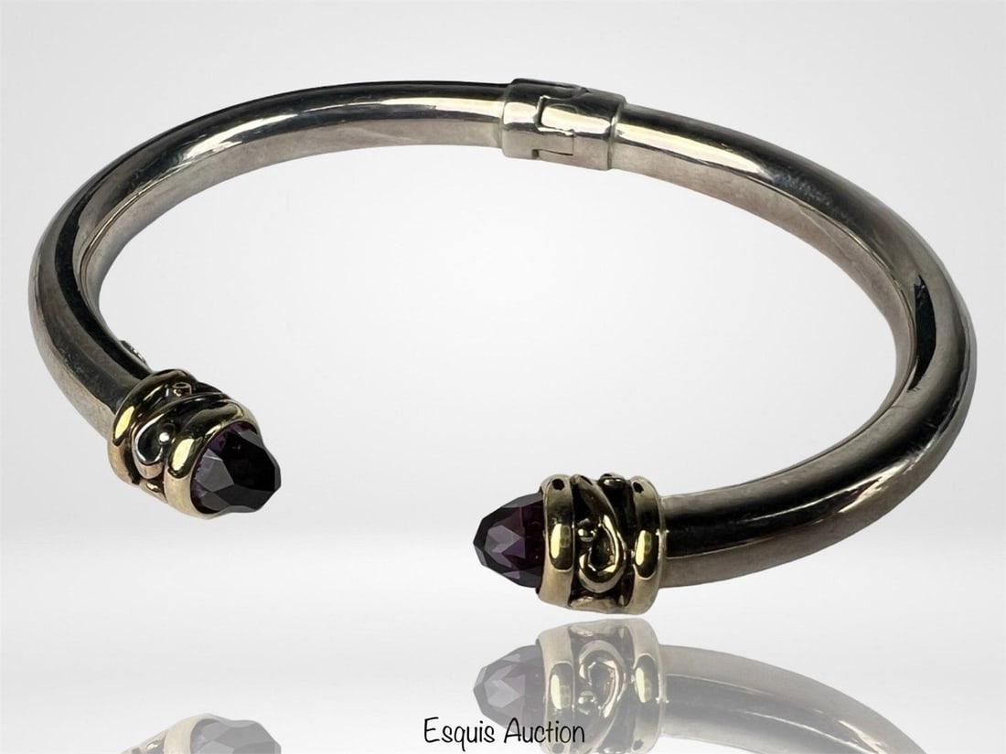 Sterling Silver 14k Gold & Amethyst Bracelet (1 of 4)