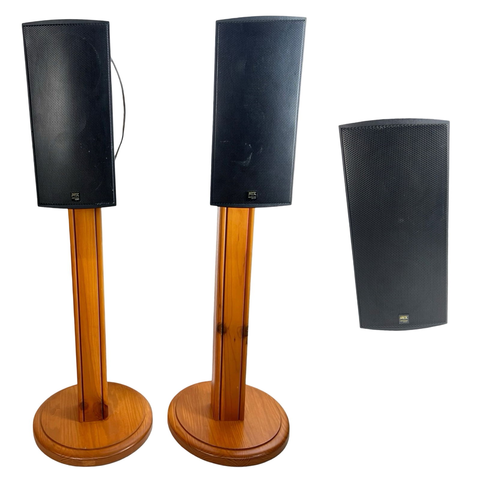 Lot of 3 MTX MP52B Speakers on Wooden Stands (1 of 6)