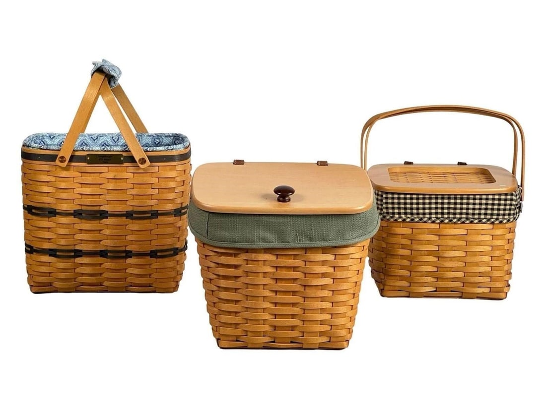 Three Longaberger Baskets with Liners and Lids (1 of 6)